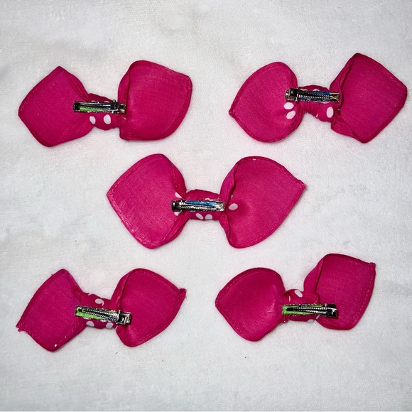 Pink and White Polka Dot Retro Bandana Knotted Hair Bow - Picture 10 of 11